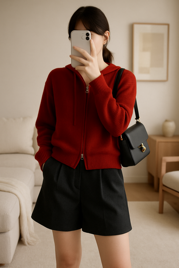 Knit Cropped Zip-Up Jacket