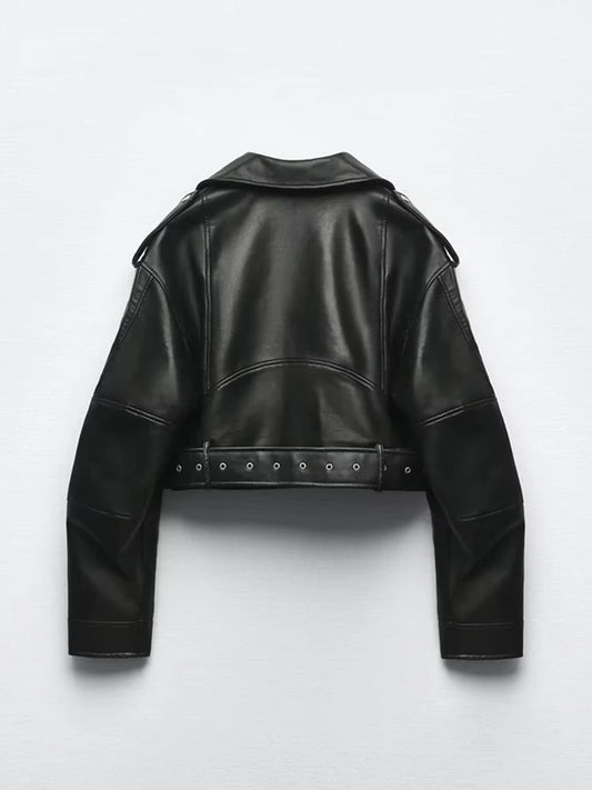 Women's Oversized Cropped Biker Jacket